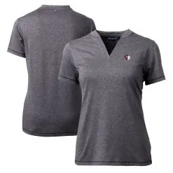 Women's Cleveland Guardians Cutter & Buck Heather Charcoal DryTec Forge Stretch V-Neck Blade Top