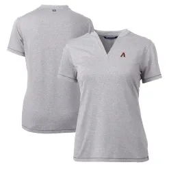 Women's Arizona Diamondbacks Cutter & Buck Heather Gray DryTec Forge Stretch V-Neck Blade Top