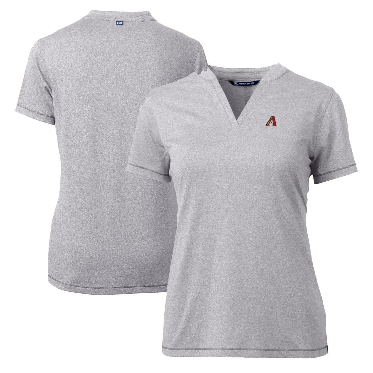 Women's Arizona Diamondbacks Cutter & Buck Heather Gray DryTec Forge Stretch V-Neck Blade Top 3 Women's Arizona Diamondbacks Cutter & Buck Heather Gray DryTec Forge Stretch V-Neck Blade Top
