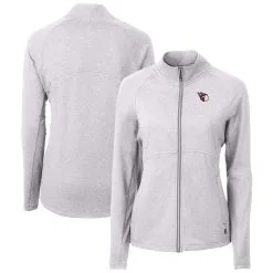 Women's Cleveland Guardians Cutter & Buck Heather Gray Adapt Eco Knit Raglan Full-Zip Jacket