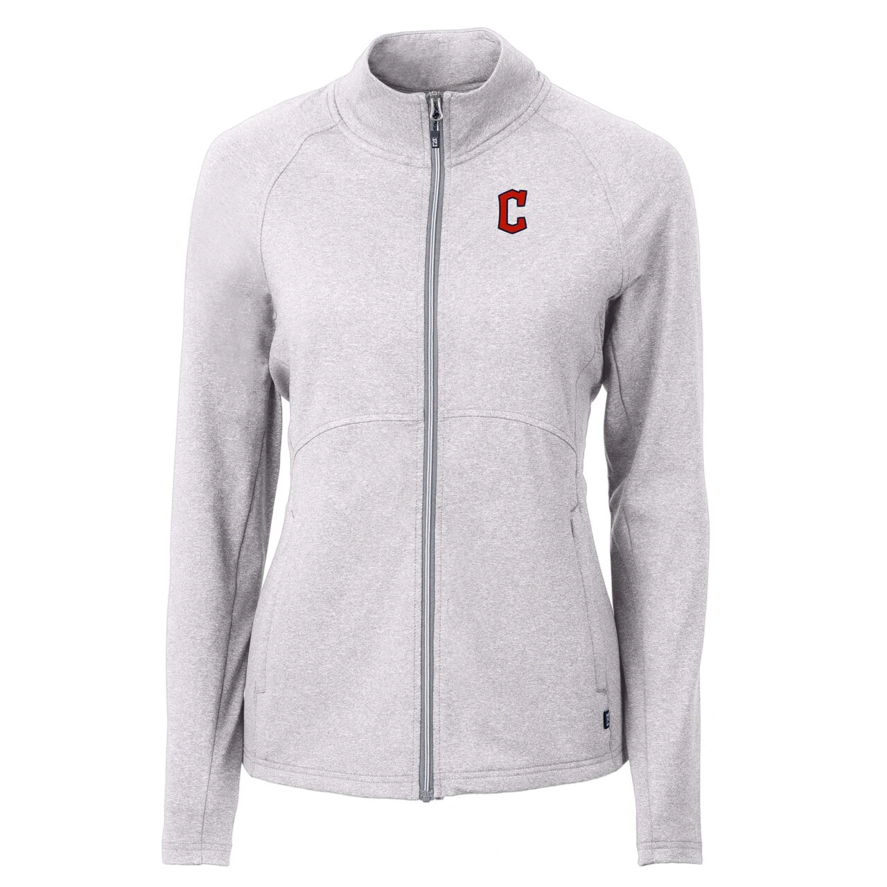 Women's Cleveland Guardians Cutter & Buck Heather Gray Adapt Eco Knit Raglan Full-Zip Jacket 4 Women's Cleveland Guardians Cutter & Buck Heather Gray Adapt Eco Knit Raglan Full-Zip Jacket - Image 2