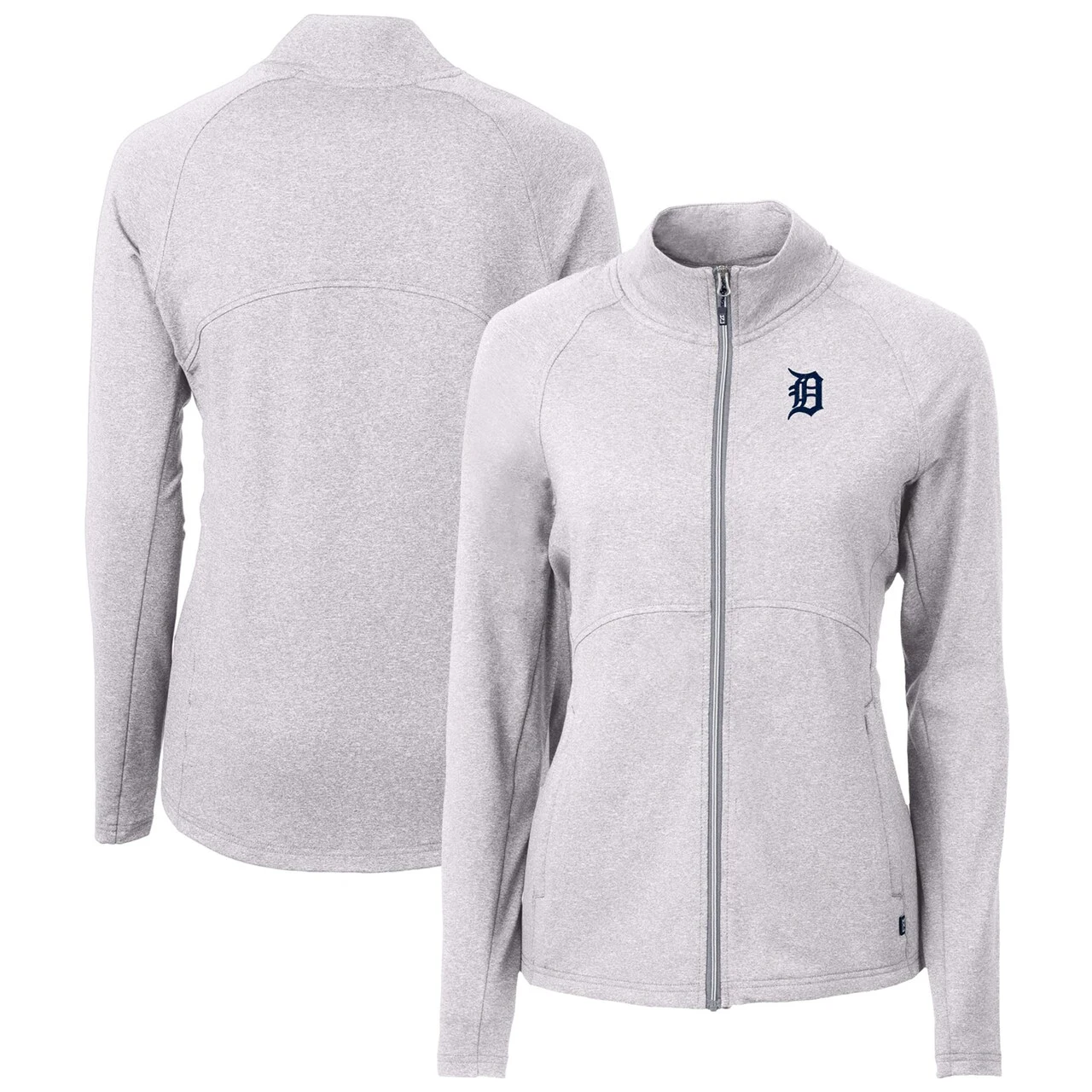Women's Detroit Tigers Cutter & Buck Heather Gray Adapt Eco Knit Raglan Full-Zip Jacket 3 Women's Detroit Tigers Cutter & Buck Heather Gray Adapt Eco Knit Raglan Full-Zip Jacket