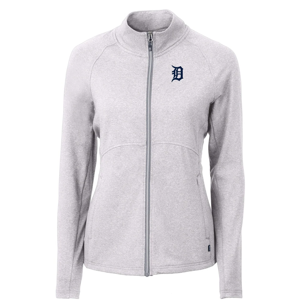 Women's Detroit Tigers Cutter & Buck Heather Gray Adapt Eco Knit Raglan Full-Zip Jacket 4 Women's Detroit Tigers Cutter & Buck Heather Gray Adapt Eco Knit Raglan Full-Zip Jacket - Image 2