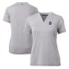 Women's Detroit Tigers Cutter & Buck Heather Gray DryTec Forge Stretch V-Neck Blade Top