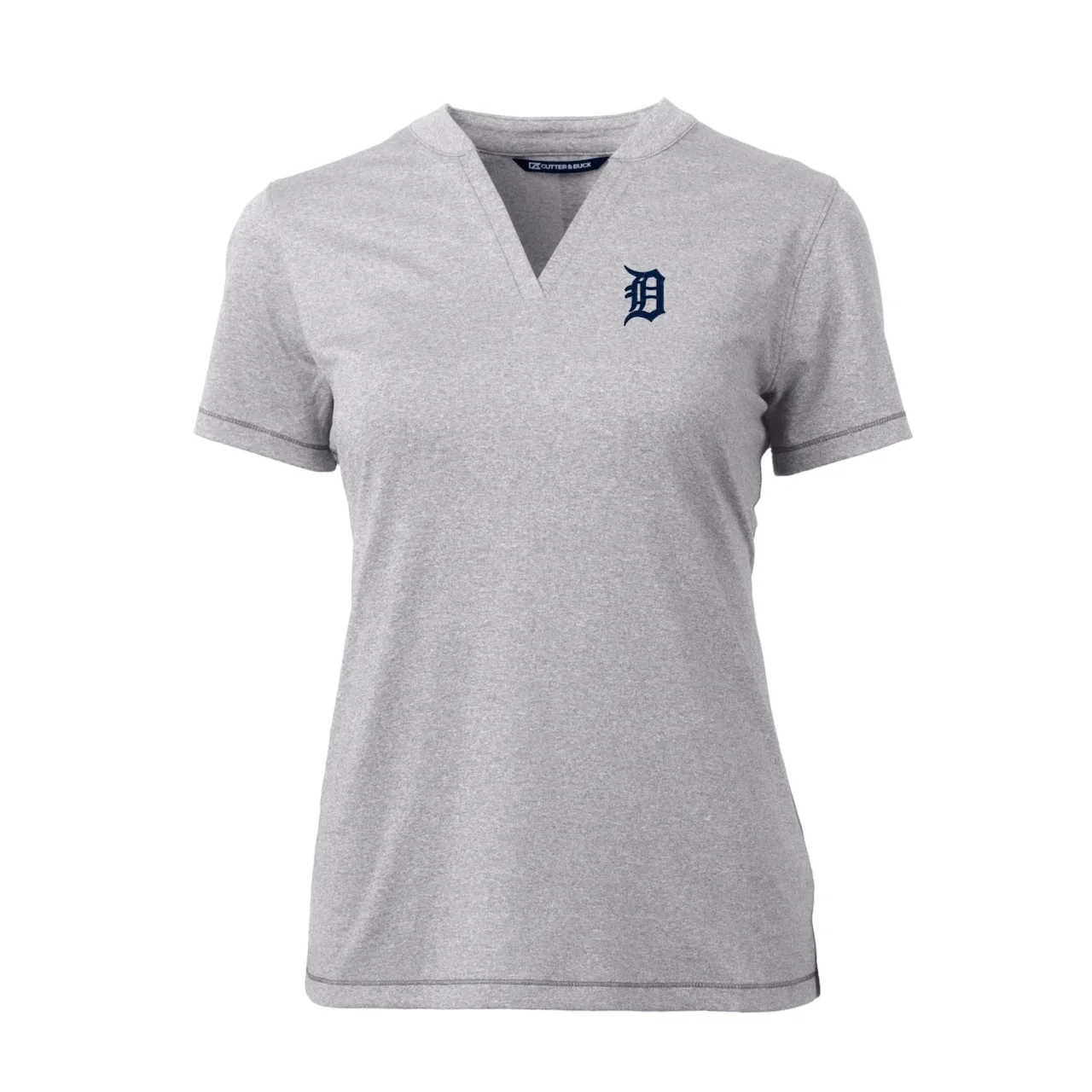 Women's Detroit Tigers Cutter & Buck Heather Gray DryTec Forge Stretch V-Neck Blade Top 4 Women's Detroit Tigers Cutter & Buck Heather Gray DryTec Forge Stretch V-Neck Blade Top - Image 2