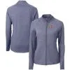 Women's Cleveland Guardians Cutter & Buck Heather Navy Adapt Eco Knit Raglan Full-Zip Jacket