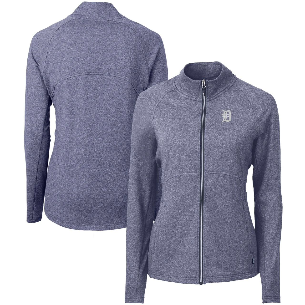 Women's Detroit Tigers Cutter & Buck Heather Navy Adapt Eco Knit Raglan Full-Zip Jacket 3 Women's Detroit Tigers Cutter & Buck Heather Navy Adapt Eco Knit Raglan Full-Zip Jacket