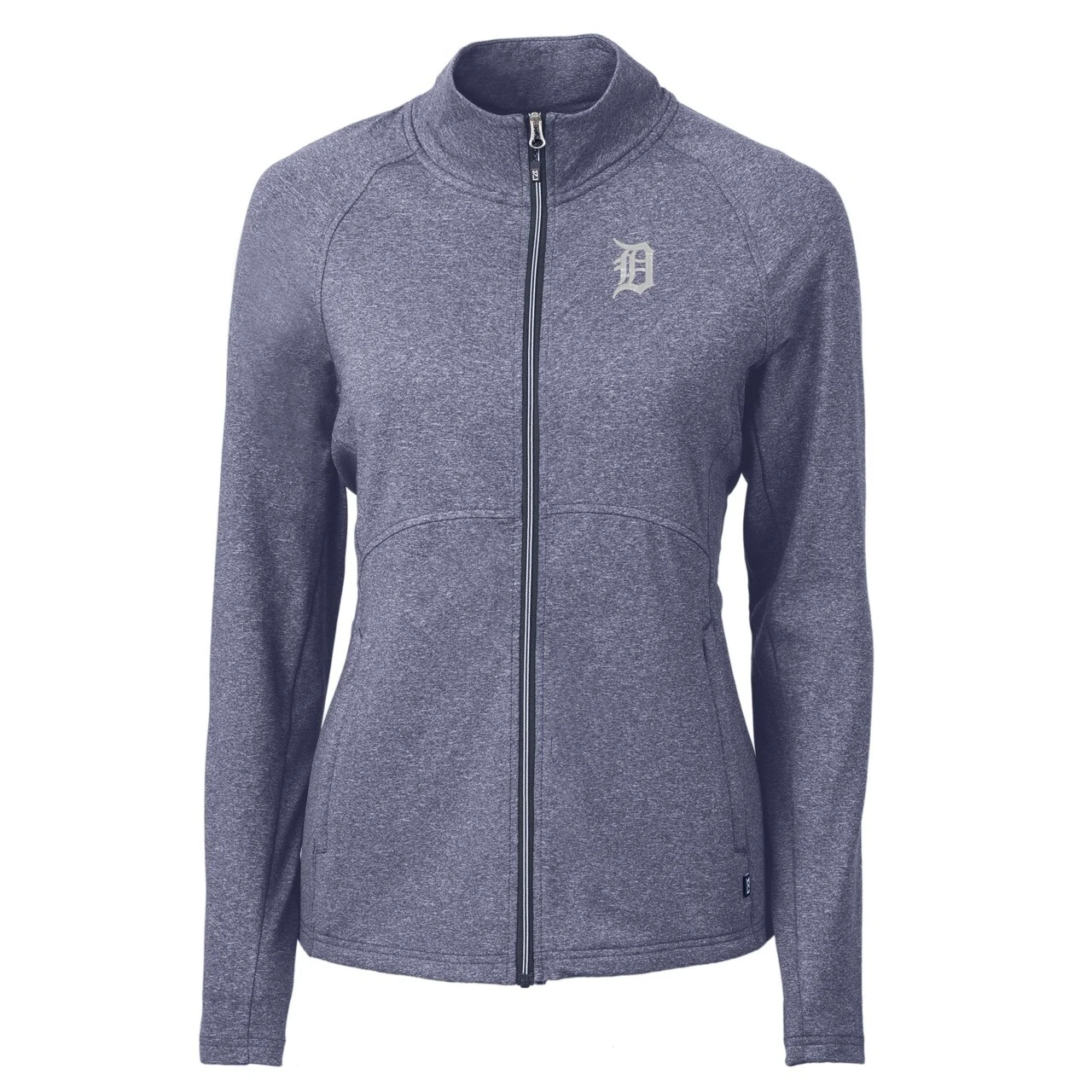 Women's Detroit Tigers Cutter & Buck Heather Navy Adapt Eco Knit Raglan Full-Zip Jacket 4 Women's Detroit Tigers Cutter & Buck Heather Navy Adapt Eco Knit Raglan Full-Zip Jacket - Image 2