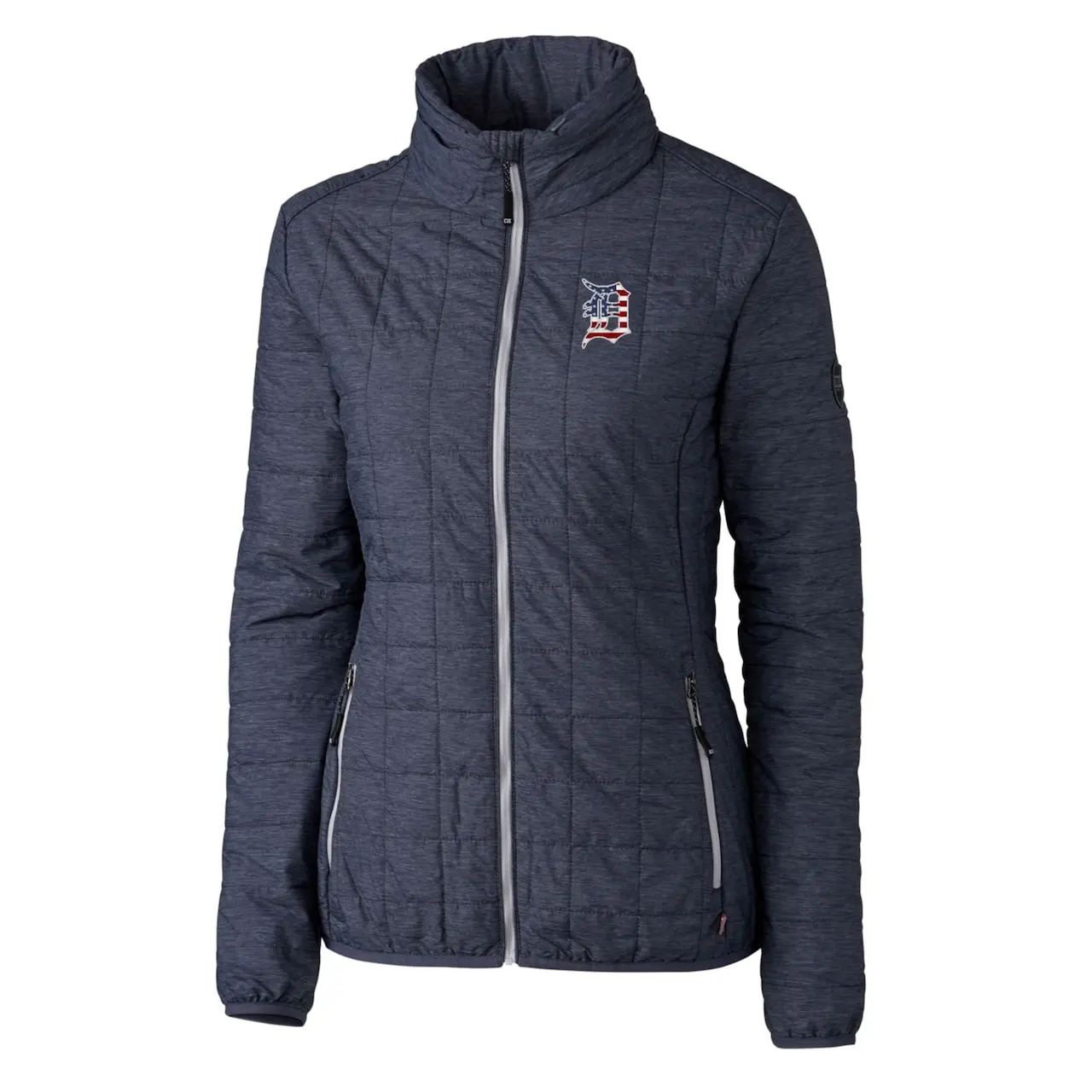 Women's Detroit Tigers Cutter & Buck Heather Navy Americana Logo Rainier PrimaLoft Eco Insulated Full-Zip Puffer Jacket 4 Women's Detroit Tigers Cutter & Buck Heather Navy Americana Logo Rainier PrimaLoft Eco Insulated Full-Zip Puffer Jacket - Image 2