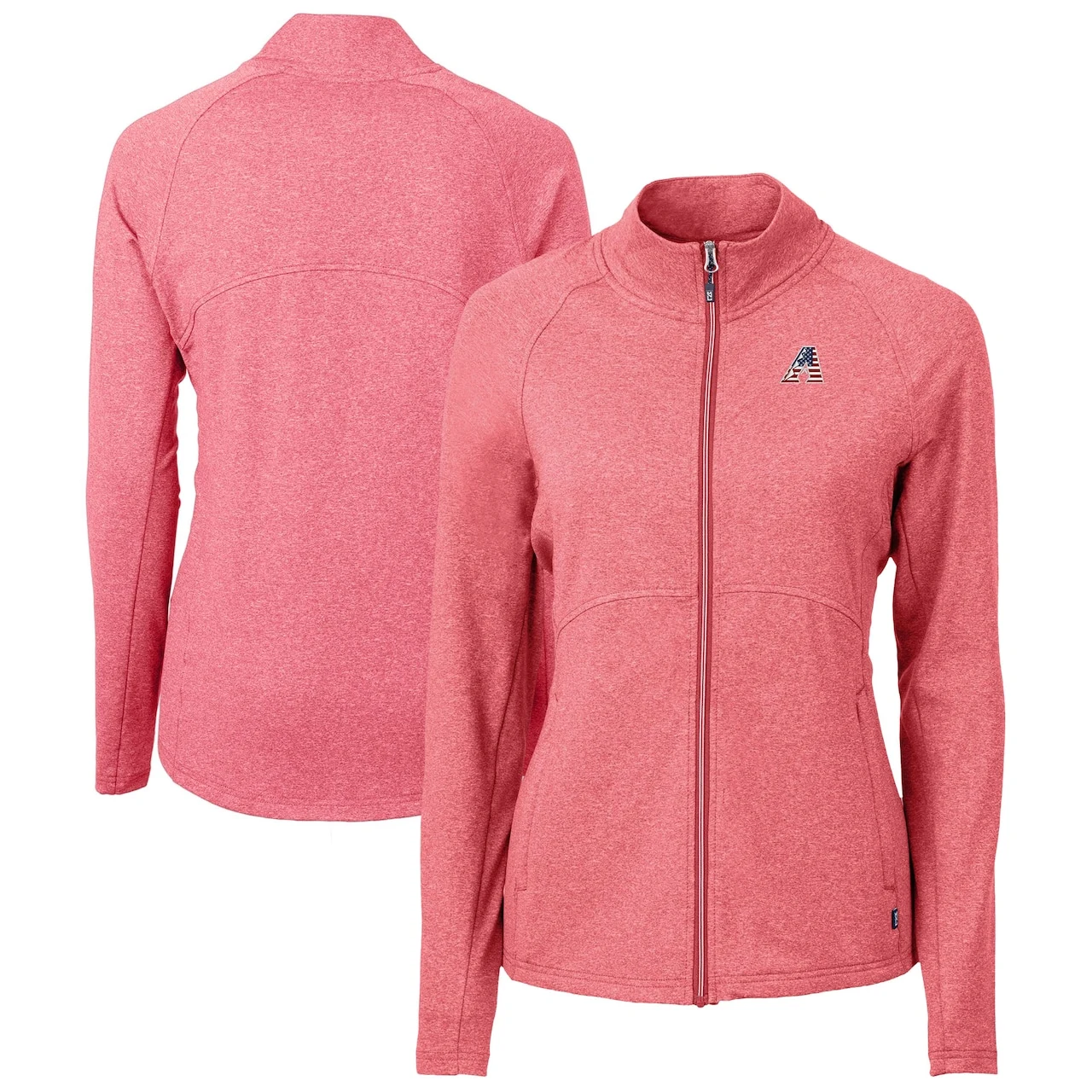 Women's Arizona Diamondbacks Cutter & Buck Heather Red Adapt Eco Knit Heather Recycled Full-Zip Top 3 Women's Arizona Diamondbacks Cutter & Buck Heather Red Adapt Eco Knit Heather Recycled Full-Zip Top