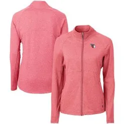 Women's Cleveland Guardians Cutter & Buck Heather Red Adapt Eco Knit Raglan Full-Zip Jacket
