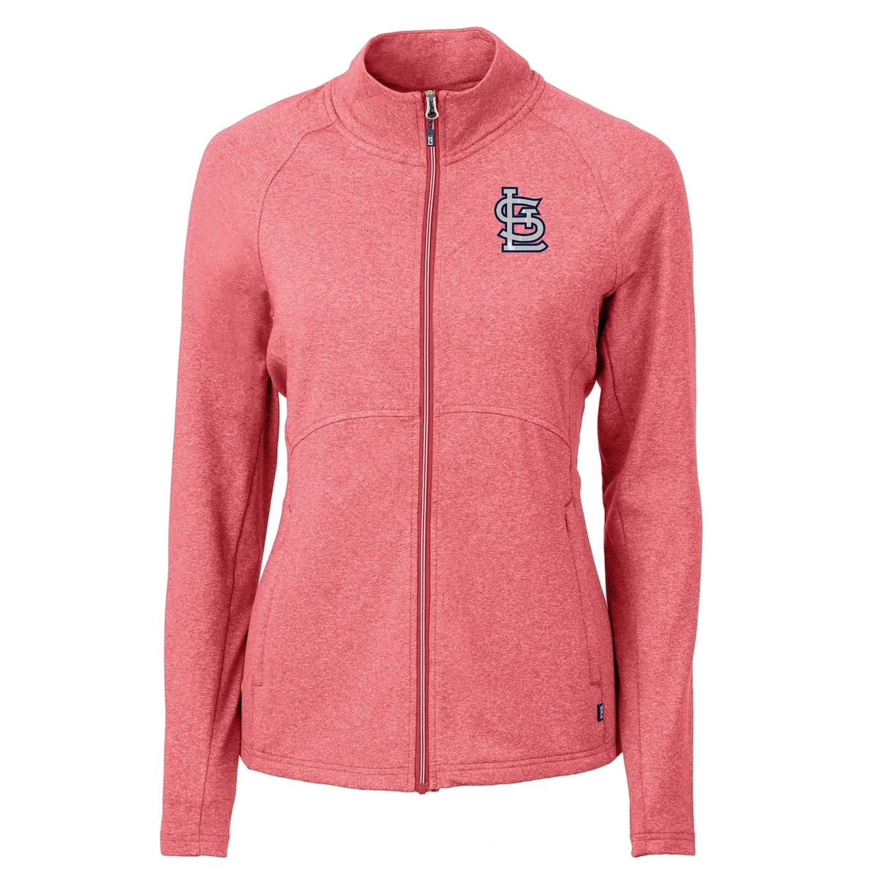 Women's St. Louis Cardinals Cutter & Buck Heather Red Adapt Eco Knit Raglan Full-Zip Jacket 4 Women's St. Louis Cardinals Cutter & Buck Heather Red Adapt Eco Knit Raglan Full-Zip Jacket - Image 2