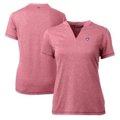 Women's Toronto Blue Jays Cutter & Buck Heather Red DryTec Forge Stretch V-Neck Blade Top