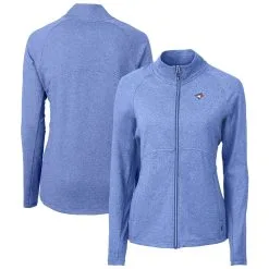 Women's Toronto Blue Jays Cutter & Buck Heather Royal Adapt Eco Knit Raglan Full-Zip Jacket