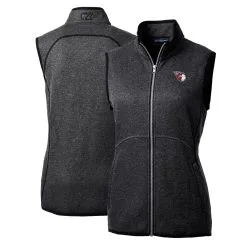 Women's Cleveland Guardians Cutter & Buck Heathered Charcoal Mainsail Sweater-Knit Full-Zip Vest