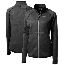 Women's Toronto Blue Jays Cutter & Buck Heathered Charcoal Mainsail Sweater-Knit Full-Zip Jacket