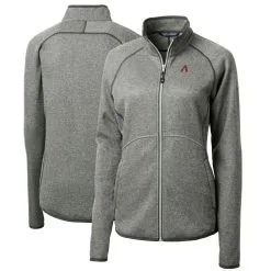 Women's Arizona Diamondbacks Cutter & Buck Heathered Gray Mainsail Sweater-Knit Full-Zip Jacket
