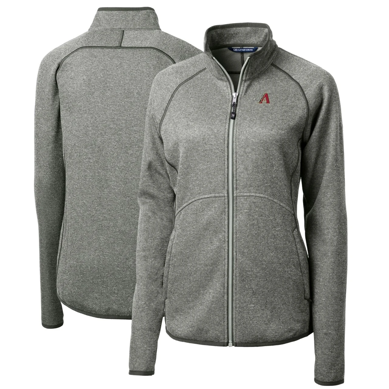 Women's Arizona Diamondbacks Cutter & Buck Heathered Gray Mainsail Sweater-Knit Full-Zip Jacket 3 Women's Arizona Diamondbacks Cutter & Buck Heathered Gray Mainsail Sweater-Knit Full-Zip Jacket