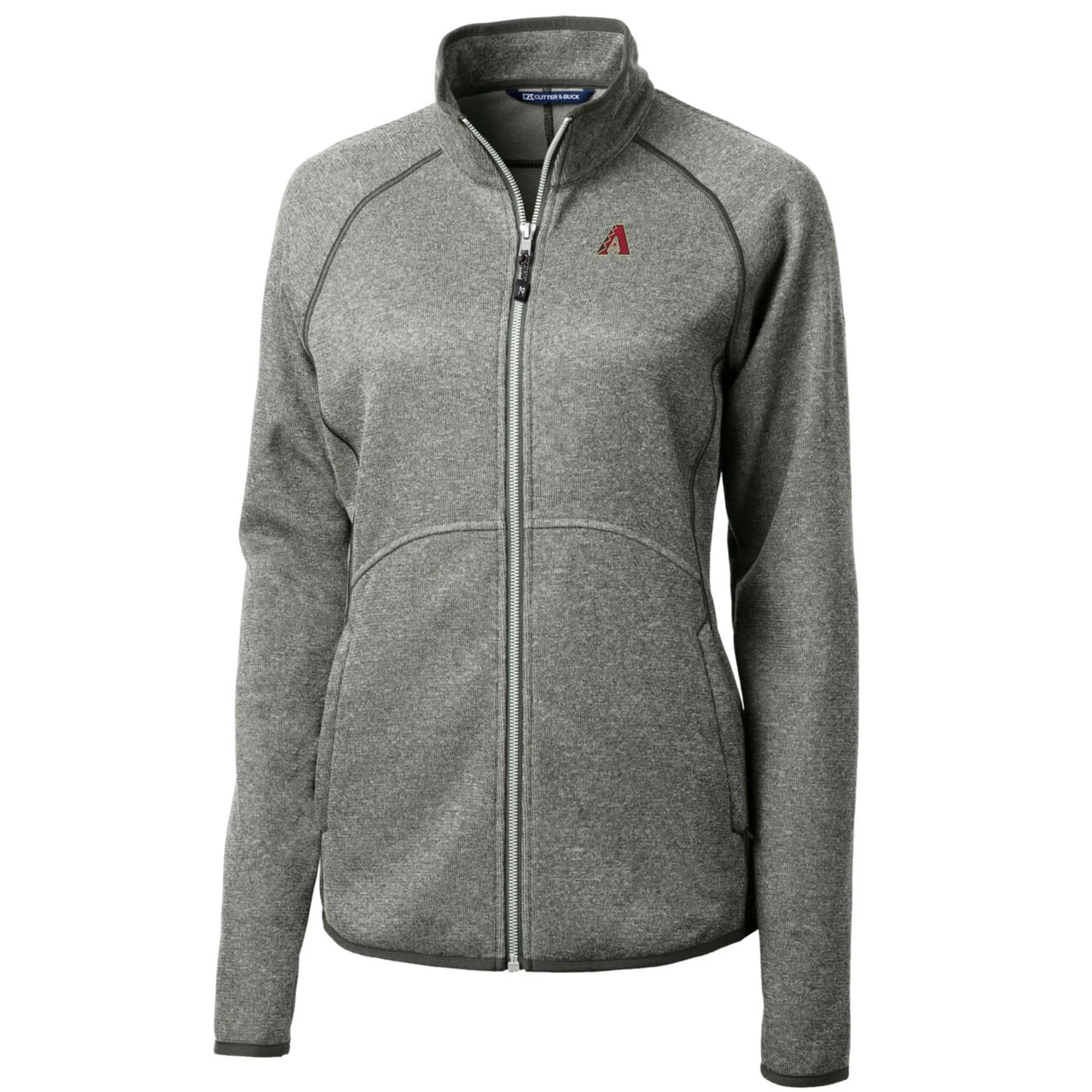 Women's Arizona Diamondbacks Cutter & Buck Heathered Gray Mainsail Sweater-Knit Full-Zip Jacket 4 Women's Arizona Diamondbacks Cutter & Buck Heathered Gray Mainsail Sweater-Knit Full-Zip Jacket - Image 2