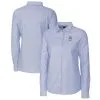 Women's Detroit Tigers Cutter & Buck Light Blue Americana Logo Oxford Stretch Long Sleeve Button-Up Shirt
