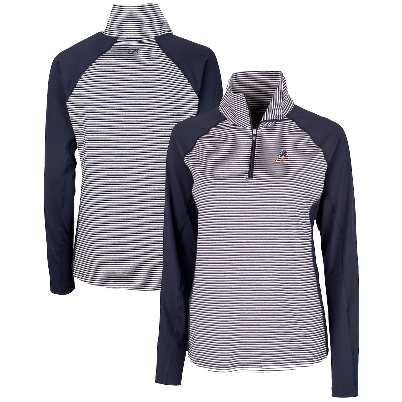 Women's Arizona Diamondbacks Cutter & Buck Navy Americana Logo Forge Tonal Stripe Stretch Half-Zip Pullover Top 3 Women's Arizona Diamondbacks Cutter & Buck Navy Americana Logo Forge Tonal Stripe Stretch Half-Zip Pullover Top
