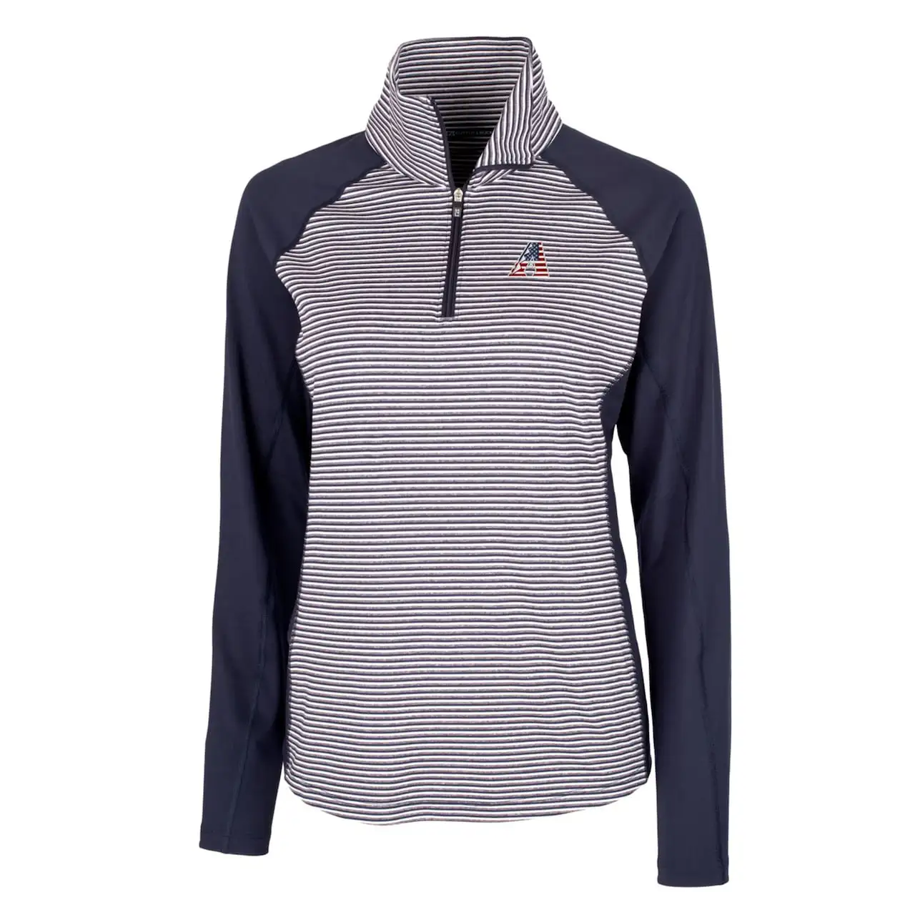 Women's Arizona Diamondbacks Cutter & Buck Navy Americana Logo Forge Tonal Stripe Stretch Half-Zip Pullover Top 4 Women's Arizona Diamondbacks Cutter & Buck Navy Americana Logo Forge Tonal Stripe Stretch Half-Zip Pullover Top - Image 2