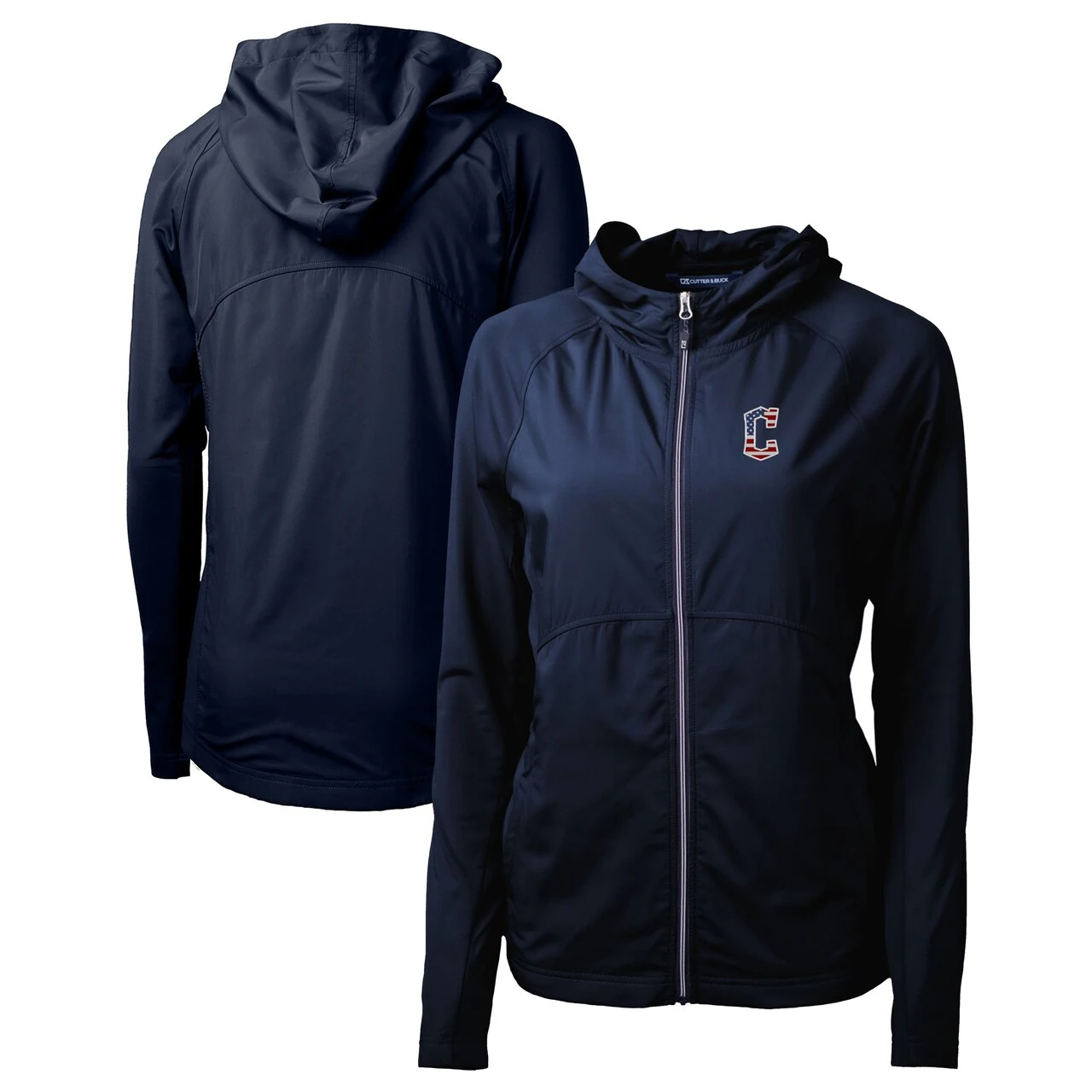 Women's Cleveland Guardians Cutter & Buck Navy Americana Logo Adapt Eco Knit Hybrid Recycled Full-Zip Hoodie 3 Women's Cleveland Guardians Cutter & Buck Navy Americana Logo Adapt Eco Knit Hybrid Recycled Full-Zip Hoodie