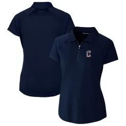 Women's Cleveland Guardians Cutter & Buck Navy Americana Logo DryTec Forge Stretch Polo