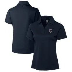 Women's Cleveland Guardians Cutter & Buck Navy Americana Logo DryTec Genre Textured Solid Polo