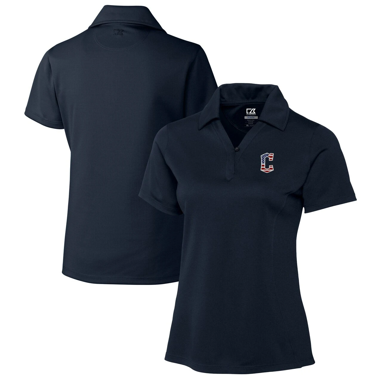 Women's Cleveland Guardians Cutter & Buck Navy Americana Logo DryTec Genre Textured Solid Polo 3 Women's Cleveland Guardians Cutter & Buck Navy Americana Logo DryTec Genre Textured Solid Polo