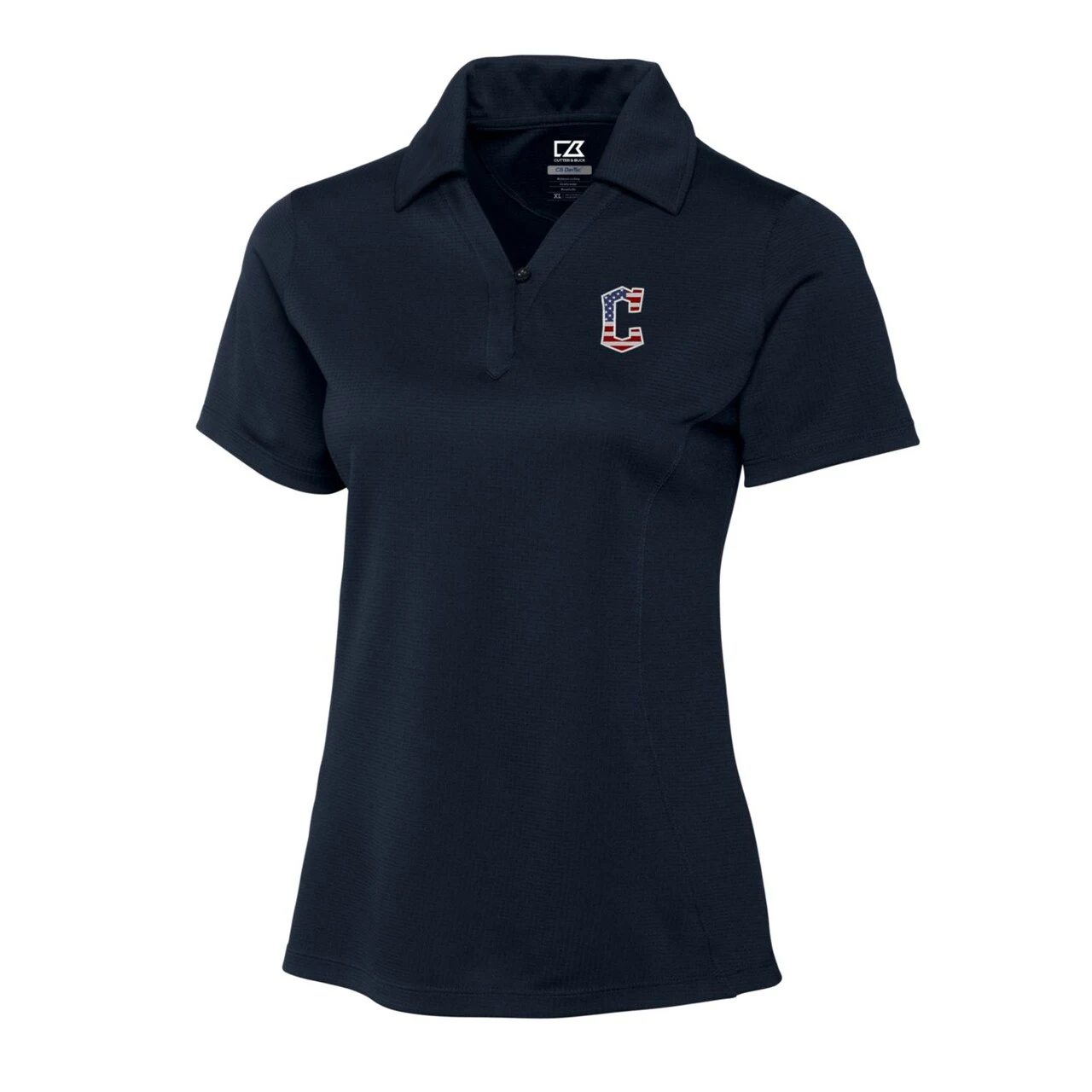 Women's Cleveland Guardians Cutter & Buck Navy Americana Logo DryTec Genre Textured Solid Polo 4 Women's Cleveland Guardians Cutter & Buck Navy Americana Logo DryTec Genre Textured Solid Polo - Image 2