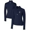 Women's Cleveland Guardians Cutter & Buck Navy Americana Logo DryTec Traverse Stretch Quarter-Zip Pullover Top