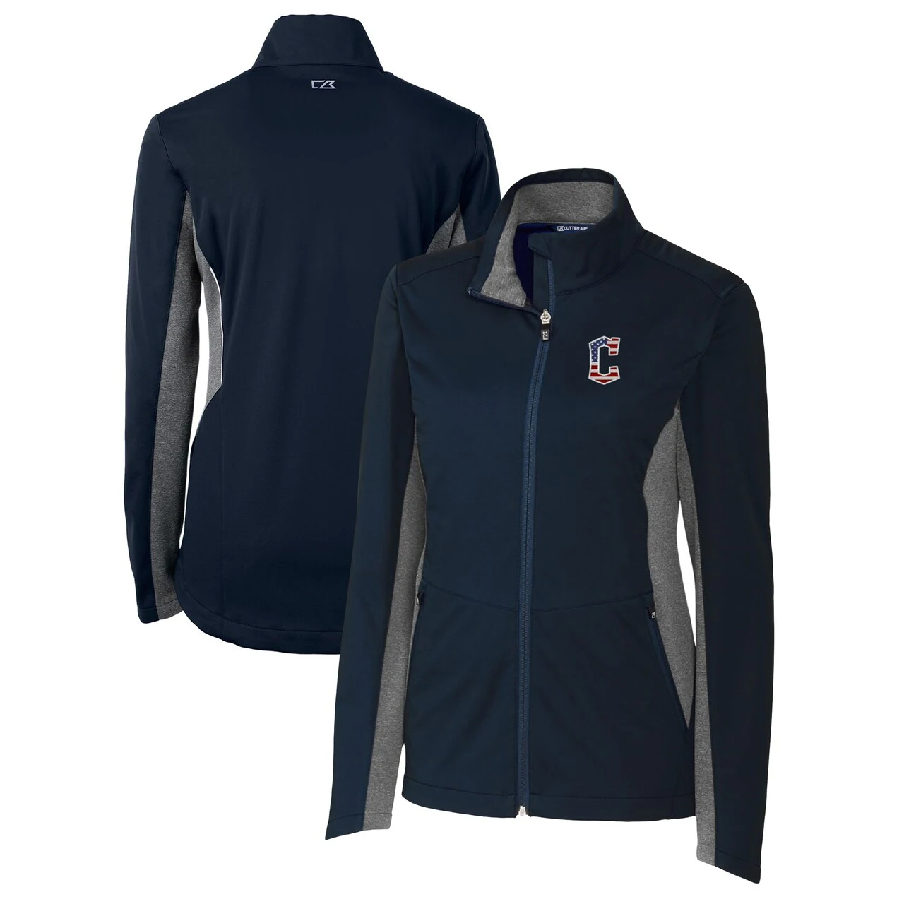 Women's Cleveland Guardians Cutter & Buck Navy Americana Logo Navigate Softshell Full-Zip Jacket 3 Women's Cleveland Guardians Cutter & Buck Navy Americana Logo Navigate Softshell Full-Zip Jacket
