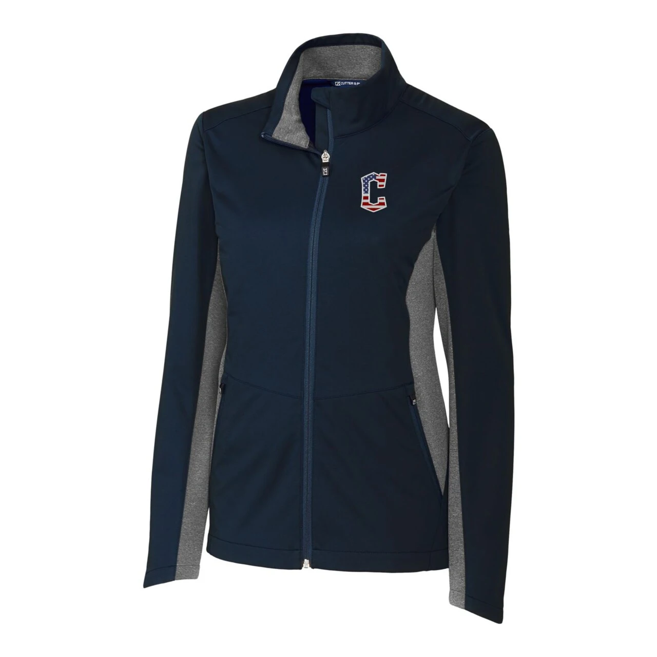 Women's Cleveland Guardians Cutter & Buck Navy Americana Logo Navigate Softshell Full-Zip Jacket 4 Women's Cleveland Guardians Cutter & Buck Navy Americana Logo Navigate Softshell Full-Zip Jacket - Image 2