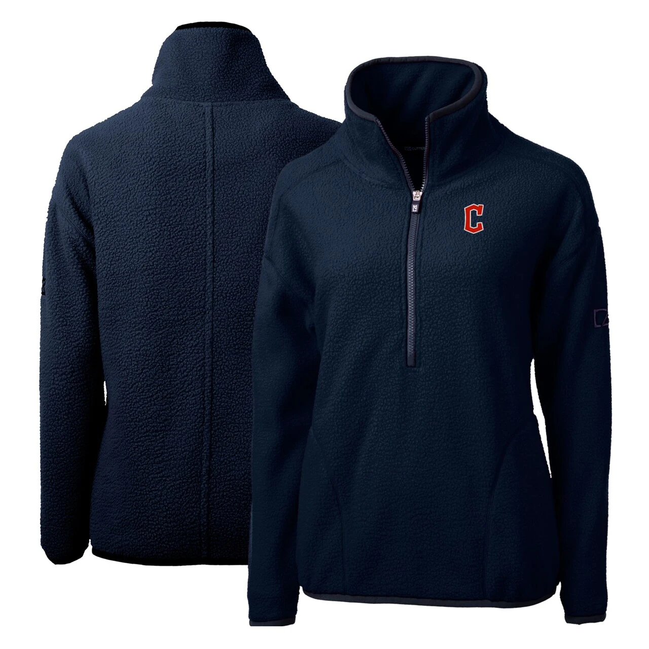Women's Cleveland Guardians Cutter & Buck Navy Cascade Eco Sherpa Fleece Quarter-Zip Pullover Jacket 3 Women's Cleveland Guardians Cutter & Buck Navy Cascade Eco Sherpa Fleece Quarter-Zip Pullover Jacket