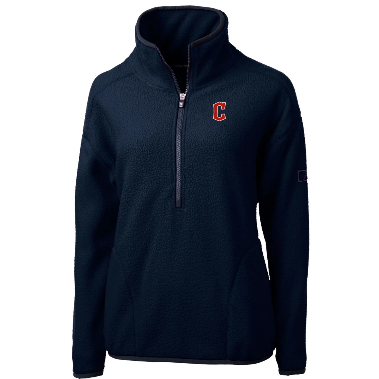 Women's Cleveland Guardians Cutter & Buck Navy Cascade Eco Sherpa Fleece Quarter-Zip Pullover Jacket 4 Women's Cleveland Guardians Cutter & Buck Navy Cascade Eco Sherpa Fleece Quarter-Zip Pullover Jacket - Image 2