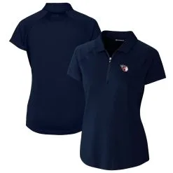 Women's Cleveland Guardians Cutter & Buck Navy DryTec Forge Stretch Polo