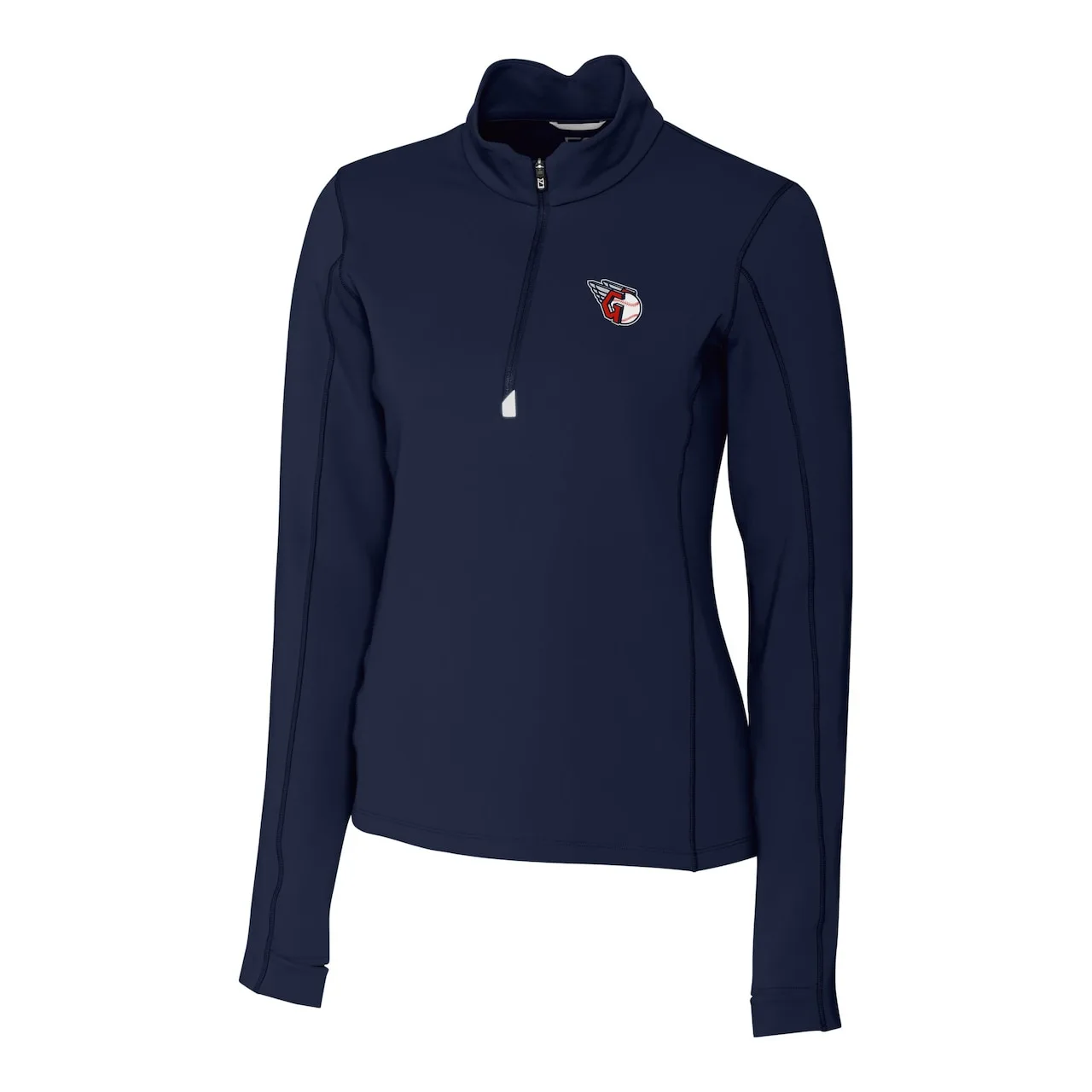 Women's Cleveland Guardians Cutter & Buck Navy DryTec Traverse Stretch Quarter-Zip Pullover Top 4 Women's Cleveland Guardians Cutter & Buck Navy DryTec Traverse Stretch Quarter-Zip Pullover Top - Image 2