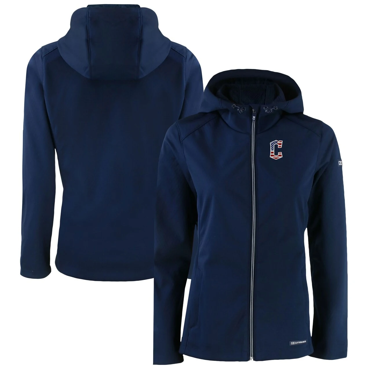 Women's Cleveland Guardians Cutter & Buck Navy Evoke Eco Softshell Recycled Full-Zip Jacket 3 Women's Cleveland Guardians Cutter & Buck Navy Evoke Eco Softshell Recycled Full-Zip Jacket
