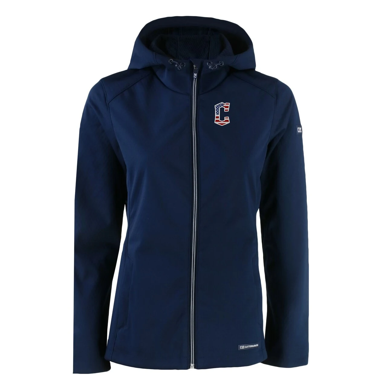 Women's Cleveland Guardians Cutter & Buck Navy Evoke Eco Softshell Recycled Full-Zip Jacket 4 Women's Cleveland Guardians Cutter & Buck Navy Evoke Eco Softshell Recycled Full-Zip Jacket - Image 2