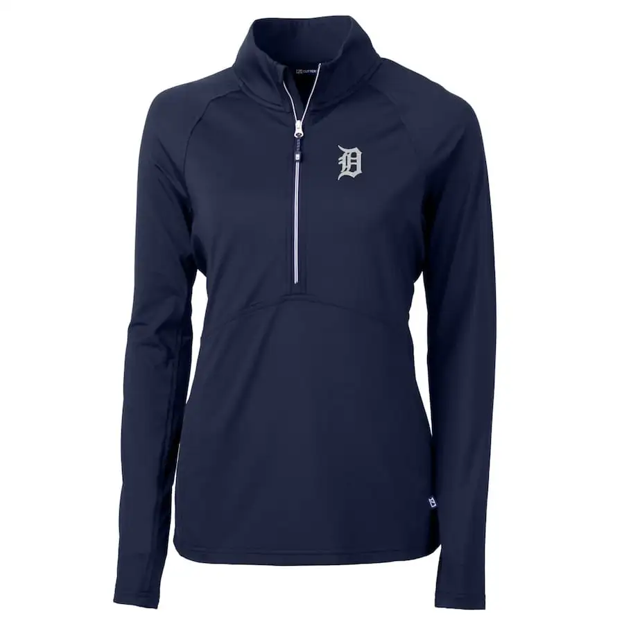 Women's Detroit Tigers Cutter & Buck Navy Adapt Eco Knit Stretch Half-Zip Pullover Top 3 Women's Detroit Tigers Cutter & Buck Navy Adapt Eco Knit Stretch Half-Zip Pullover Top