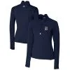 Women's Detroit Tigers Cutter & Buck Navy Americana Logo DryTec Traverse Stretch Quarter-Zip Pullover Top