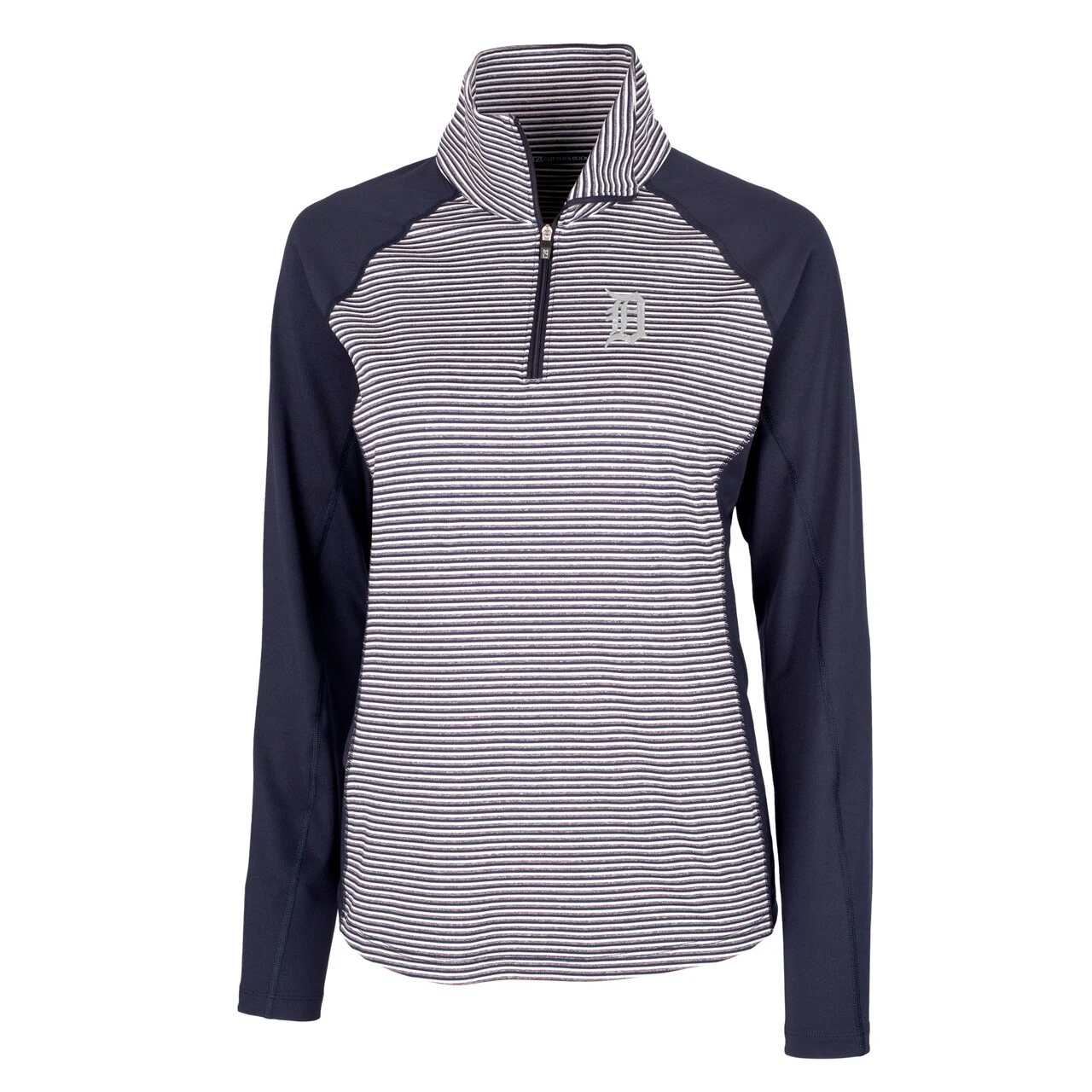 Women's Detroit Tigers Cutter & Buck Navy DryTec Forge Tonal Stripe Half-Zip Top 4 Women's Detroit Tigers Cutter & Buck Navy DryTec Forge Tonal Stripe Half-Zip Top - Image 2