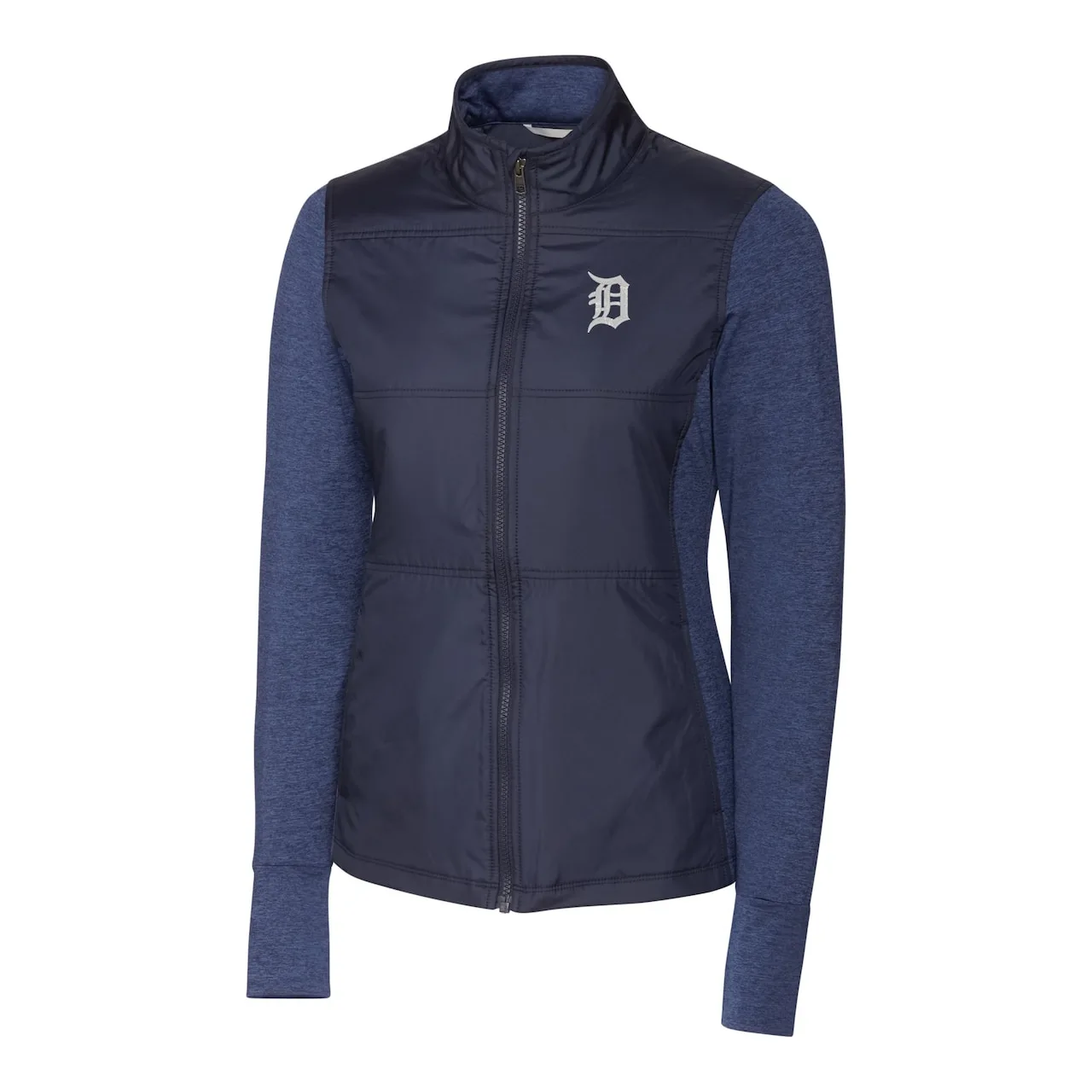 Women's Detroit Tigers Cutter & Buck Navy DryTec Stealth Hybrid Quilted Full-Zip Windbreaker Jacket 4 Women's Detroit Tigers Cutter & Buck Navy DryTec Stealth Hybrid Quilted Full-Zip Windbreaker Jacket - Image 2