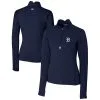 Women's Detroit Tigers Cutter & Buck Navy DryTec Traverse Stretch Quarter-Zip Pullover Top