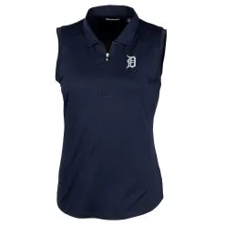 Women's Detroit Tigers Cutter & Buck Navy Forge Sleeveless Polo