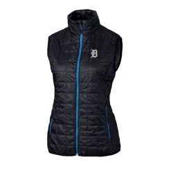 Women's Detroit Tigers Cutter & Buck Navy Rainier PrimaLoft Eco Full-Zip Puffer Vest