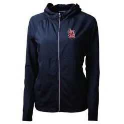 Women's St. Louis Cardinals Cutter & Buck Navy Adapt Eco Knit Full-Zip Jacket