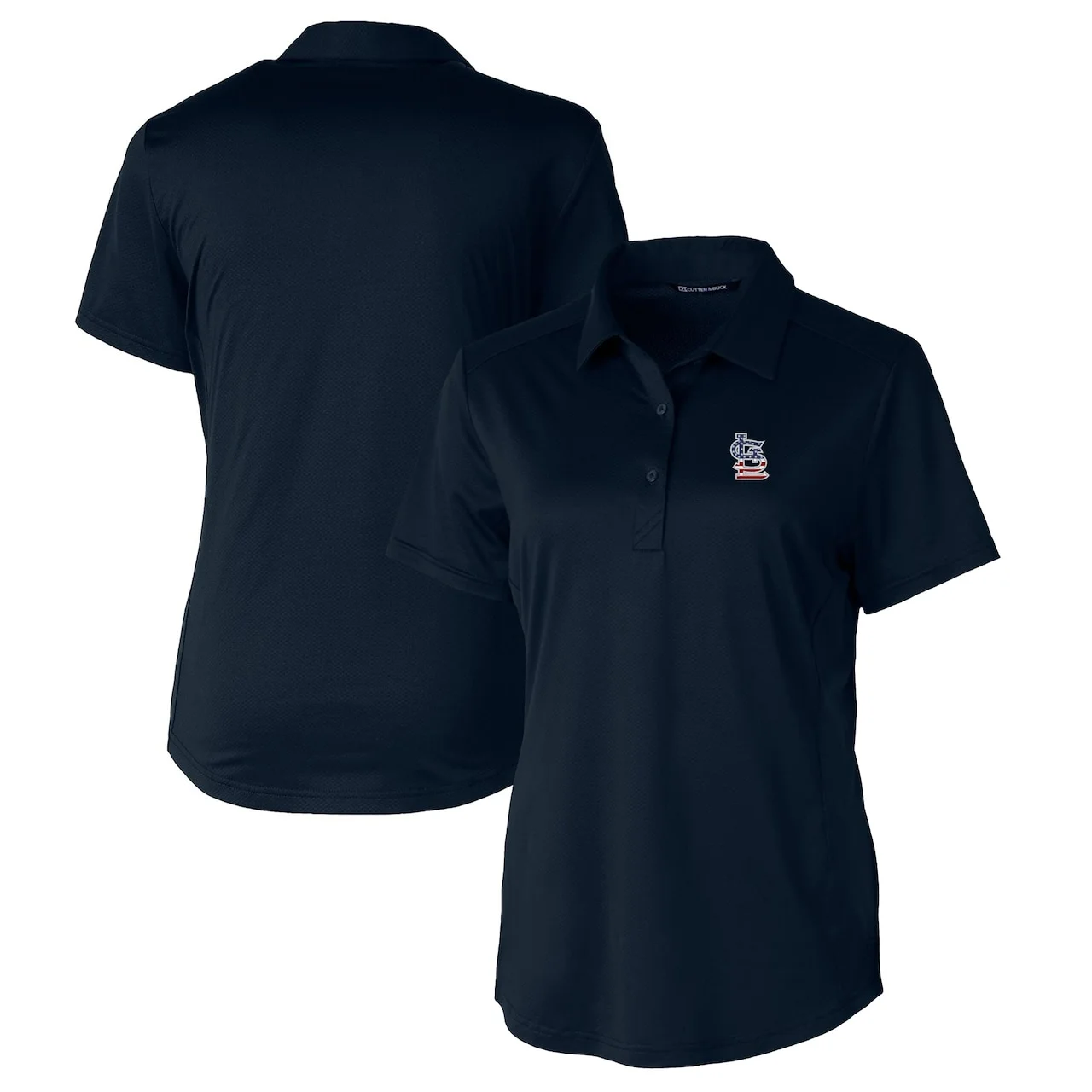 Women's St. Louis Cardinals Cutter & Buck Navy Americana Logo Prospect DryTec Textured Stretch Polo 3 Women's St. Louis Cardinals Cutter & Buck Navy Americana Logo Prospect DryTec Textured Stretch Polo