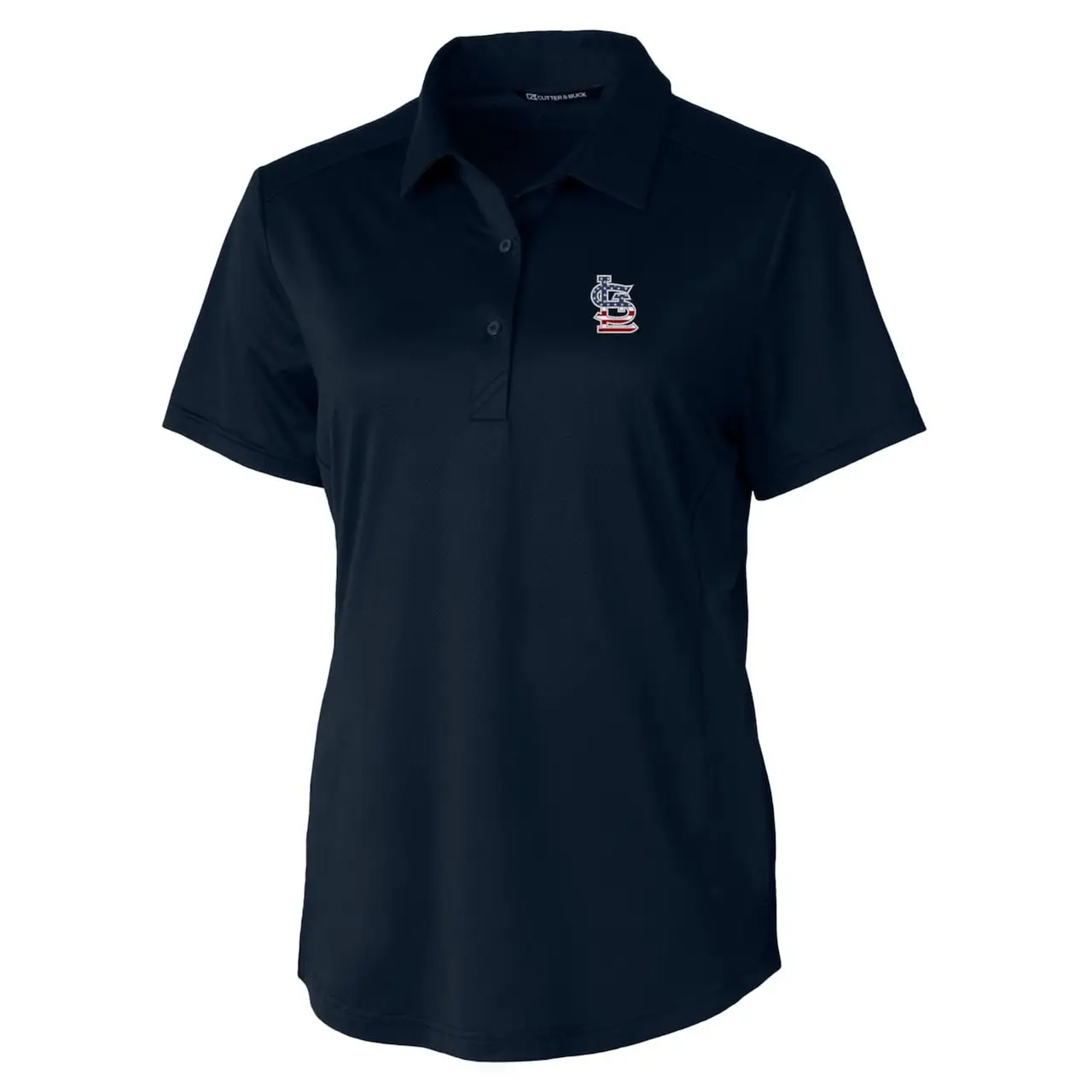 Women's St. Louis Cardinals Cutter & Buck Navy Americana Logo Prospect DryTec Textured Stretch Polo 4 Women's St. Louis Cardinals Cutter & Buck Navy Americana Logo Prospect DryTec Textured Stretch Polo - Image 2